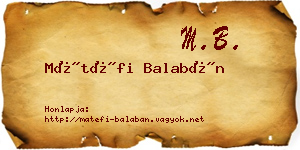 Mátéfi Balabán névjegykártya